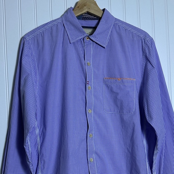 ROBERT GRAHAM Men's Light Purple gingham plaid checked tailored fit designer M - Picture 3 of 15